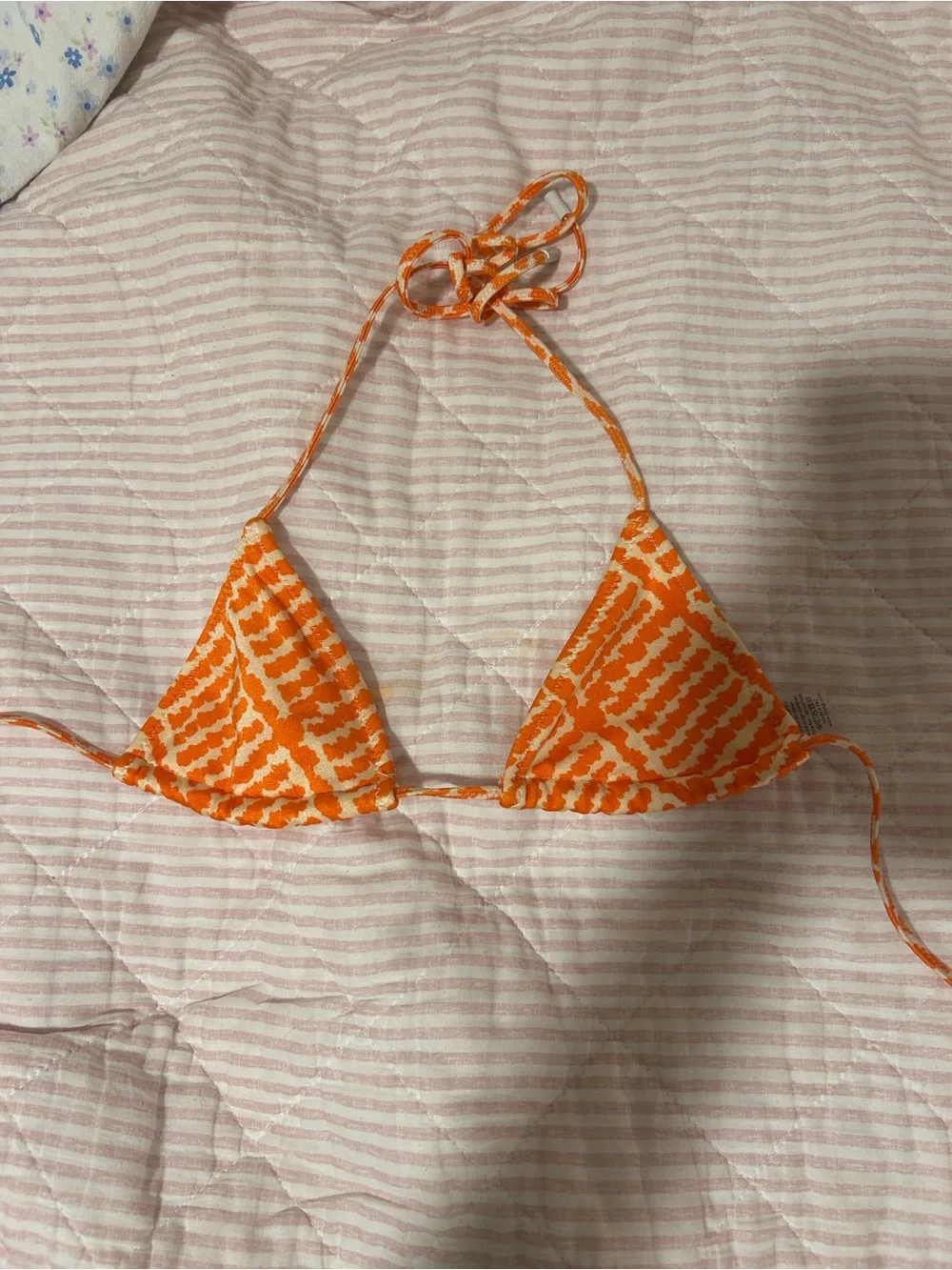 triangl swimwear Orange and White Triangle Bikini Top